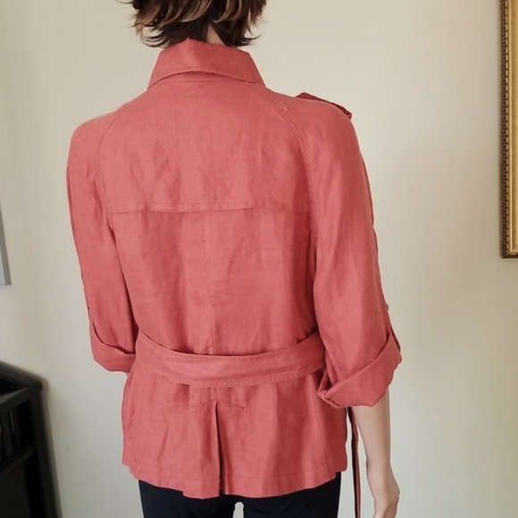 Vintage 100% Linen Top Military Combat by Live A Little / Sz M / Burnt orange - Picture 7 of 17